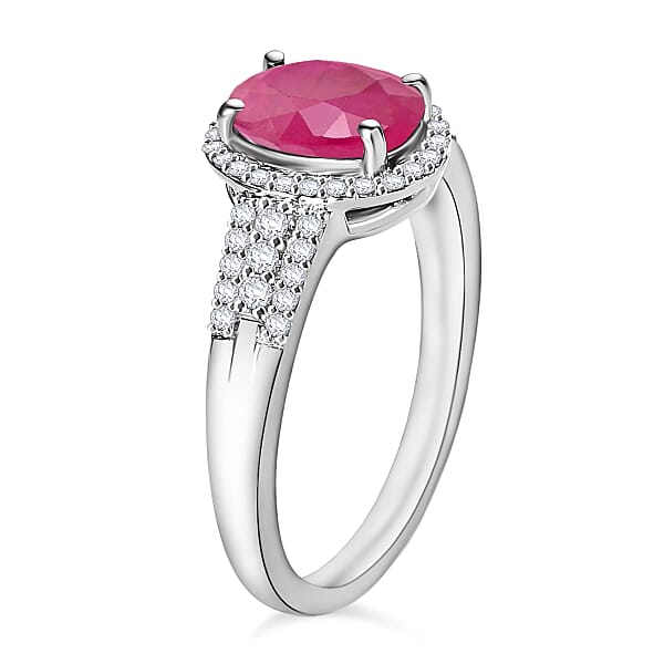 Luxoro Premium Mozambique Ruby And G-H I1 Diamond 2.96 Ctw Ring In 14K White Gold (Del. In 10-12 Days)