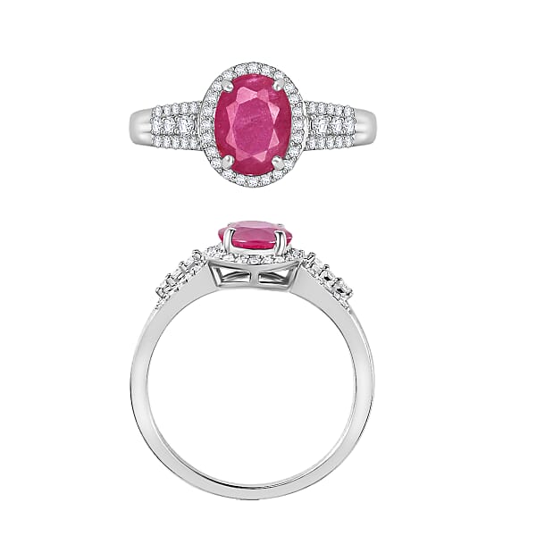 Luxoro Premium Mozambique Ruby And G-H I1 Diamond 2.96 Ctw Ring In 14K White Gold (Del. In 10-12 Days)