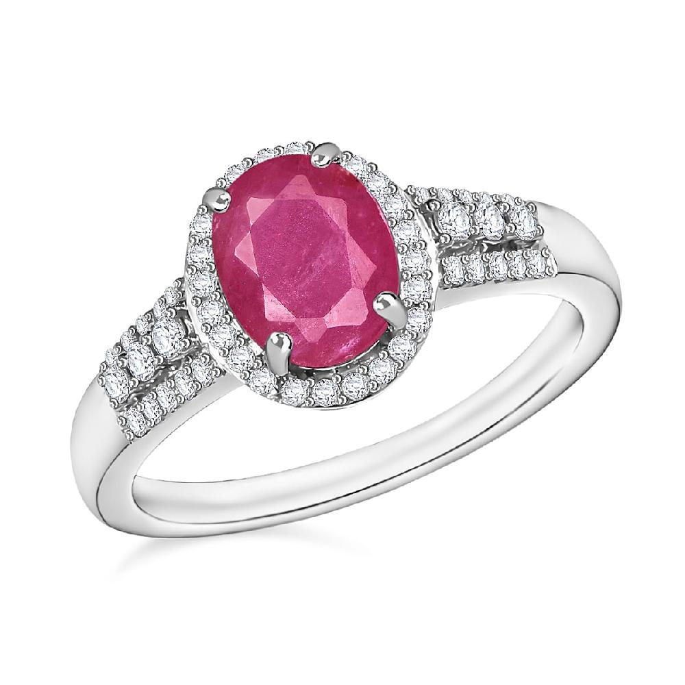Luxoro Premium Mozambique Ruby and G-H I1 Diamond 2.96 ctw Ring in 14K White Gold (Del. in 10-12 Days)