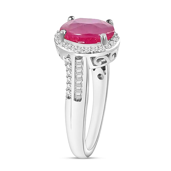 Luxoro Premium Mozambique Ruby And G-H I1 Diamond 2.88 Ctw Ring In 14K White Gold (Del. In 10-12 Days)