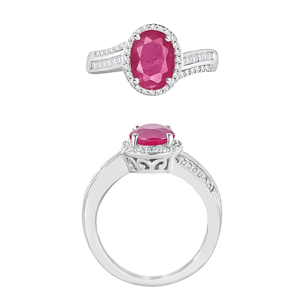 Luxoro Premium Mozambique Ruby And G-H I1 Diamond 2.88 Ctw Ring In 14K White Gold (Del. In 10-12 Days)