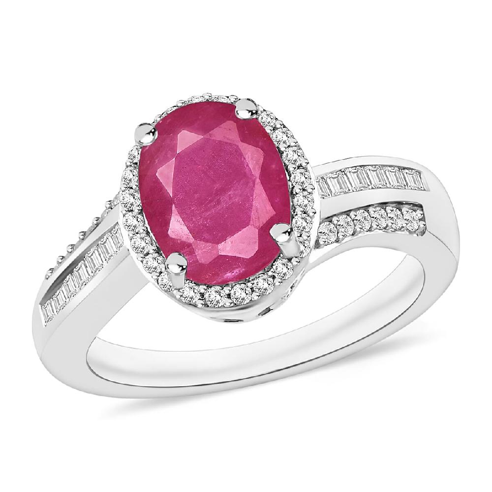 Luxoro Premium Mozambique Ruby and G-H I1 Diamond 2.88 ctw Ring in 14K White Gold (Del. in 10-12 Days)