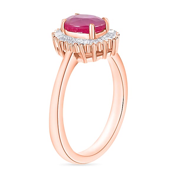 Luxoro Premium Mozambique Ruby And G-H I1 Diamond 1.30 Ctw Ring In 14K Rose Gold (Del. In 10-12 Days)