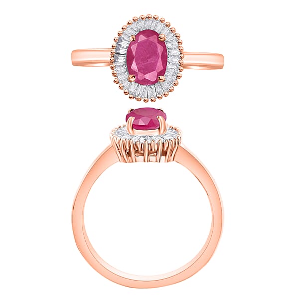 Luxoro Premium Mozambique Ruby And G-H I1 Diamond 1.30 Ctw Ring In 14K Rose Gold (Del. In 10-12 Days)