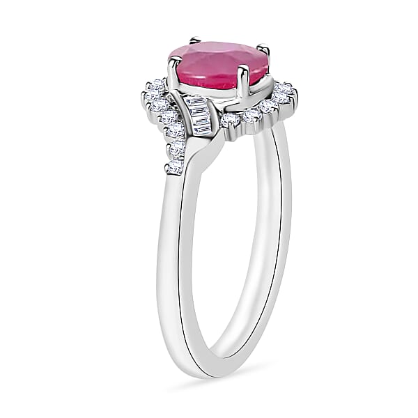 Luxoro Premium Mozambique Ruby And G-H I1 Diamond 1.25 Ctw Ring In 14K White Gold (Del. In 10-12 Days)