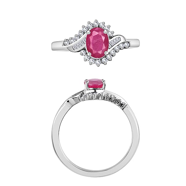 Luxoro Premium Mozambique Ruby And G-H I1 Diamond 1.25 Ctw Ring In 14K White Gold (Del. In 10-12 Days)
