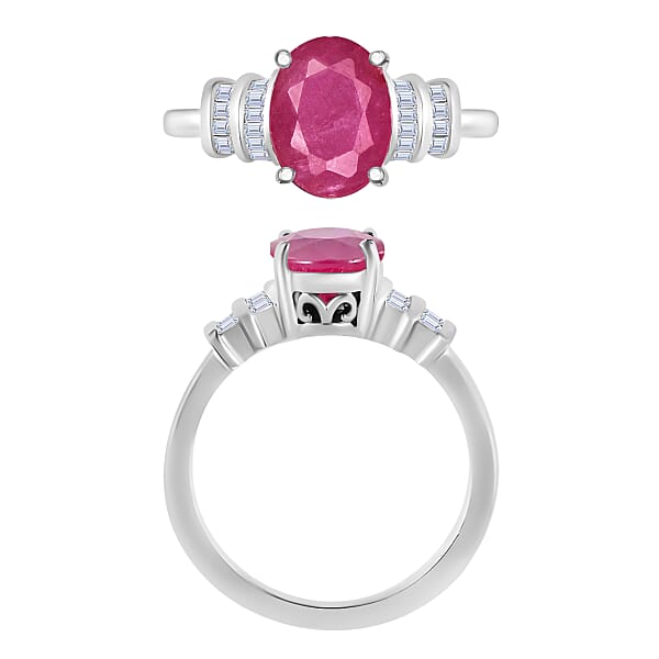 Luxoro Premium Mozambique Ruby And G-H I1 Diamond 2.70 Ctw Ring In 14K White Gold (Del. In 10-12 Days)
