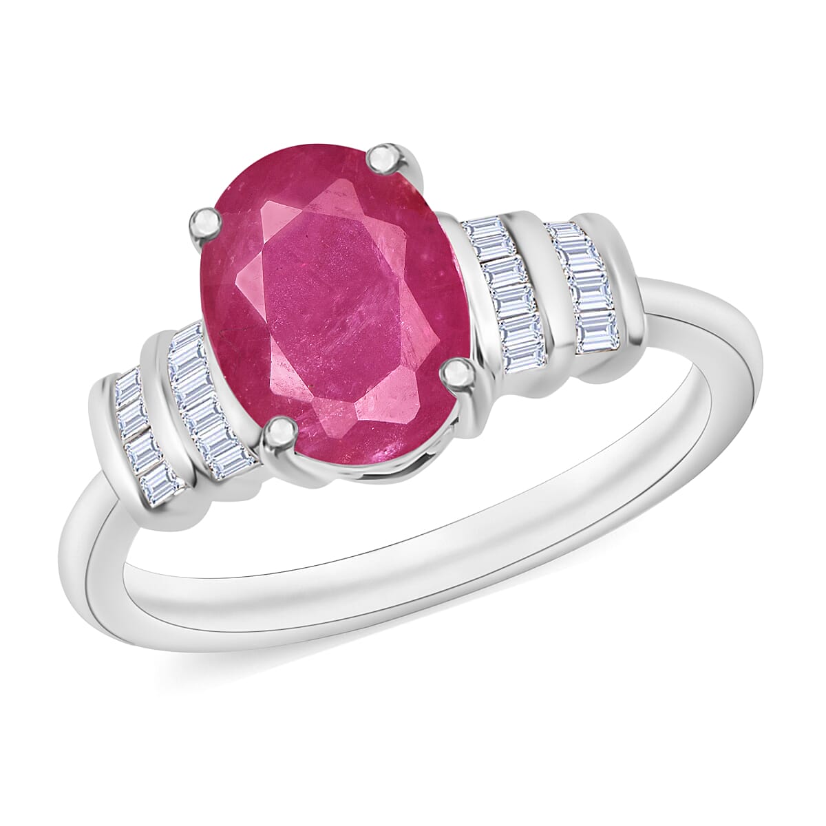 Luxoro Premium Mozambique Ruby and G-H I1 Diamond 2.70 ctw Ring in 14K White Gold (Del. in 10-12 Days)