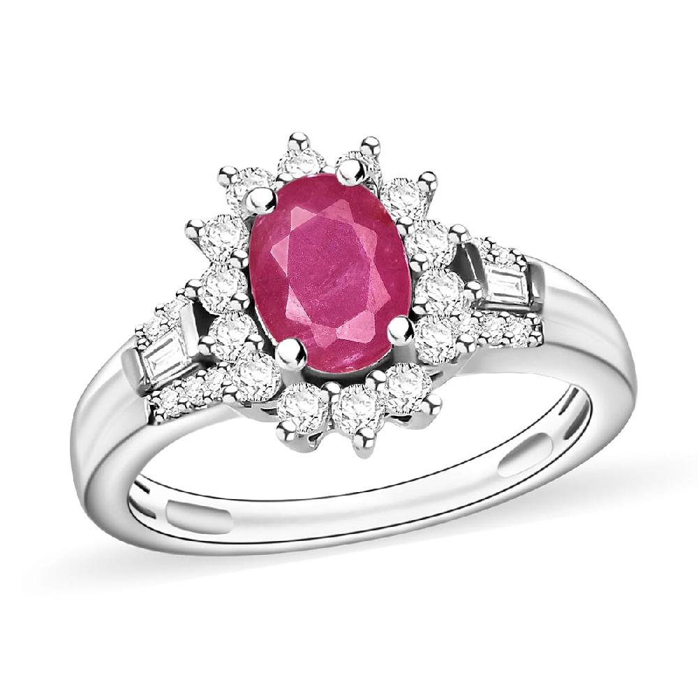 Luxoro Premium Mozambique Ruby and G-H I1 Diamond 1.50 ctw Ring in 14K White Gold (Del. in 10-12 Days)