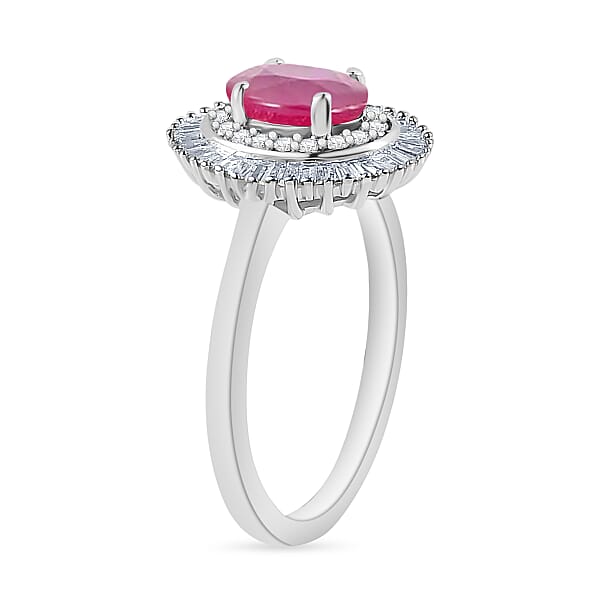 Luxoro Premium Mozambique Ruby And G-H I2 Diamond 1.33 Ctw Ring In 14K White Gold (Del. In 10-12 Days)