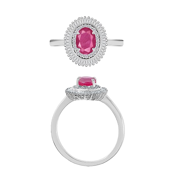 Luxoro Premium Mozambique Ruby And G-H I2 Diamond 1.33 Ctw Ring In 14K White Gold (Del. In 10-12 Days)