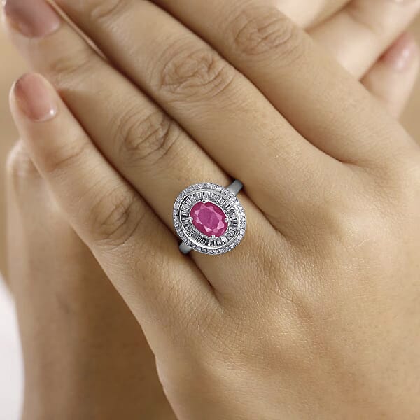 Luxoro Premium Mozambique Ruby And G-H I2 Diamond 3.15 Ctw Ring In 14K White Gold (Del. In 10-12 Days)