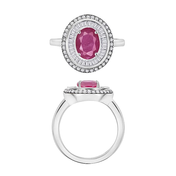 Luxoro Premium Mozambique Ruby And G-H I2 Diamond 3.15 Ctw Ring In 14K White Gold (Del. In 10-12 Days)