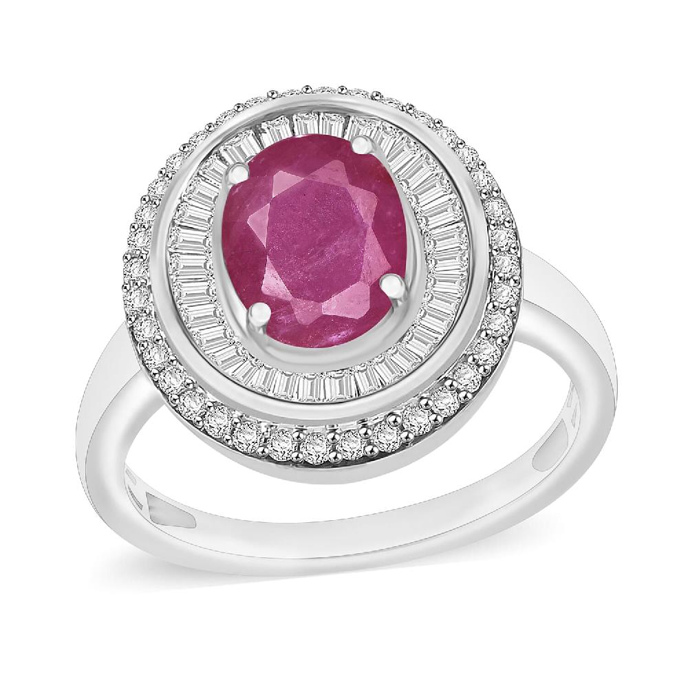 Luxoro Premium Mozambique Ruby and G-H I2 Diamond 3.15 ctw Ring in 14K White Gold (Del. in 10-12 Days)