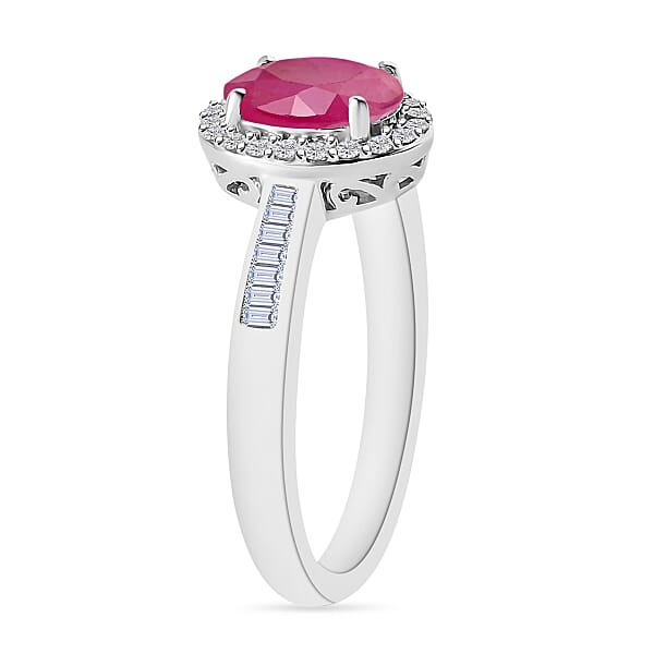 Luxoro Premium Mozambique Ruby And G-H I2 Diamond 1.90 Ctw Ring In 14K White Gold (Del. In 10-12 Days)