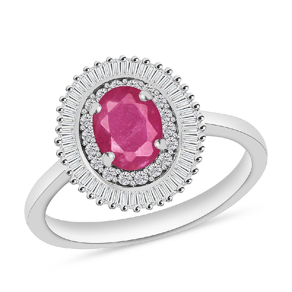 Luxoro Premium Mozambique Ruby and G-H I2 Diamond 1.33 ctw Ring in 14K White Gold (Del. in 10-12 Days)