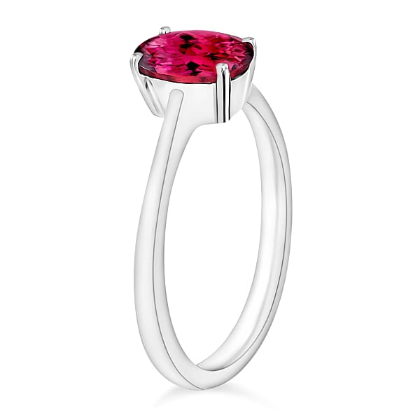 Luxoro Premium Ouro Fino Rubellite 1.30 Ctw Solitaire Ring In 14K White Gold 4 Grams (Del. In 10-12 Days)