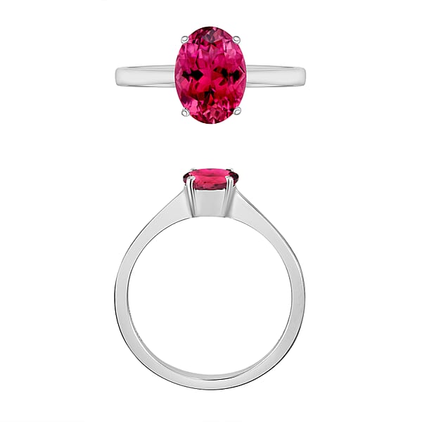 Luxoro Premium Ouro Fino Rubellite 1.30 Ctw Solitaire Ring In 14K White Gold 4 Grams (Del. In 10-12 Days)
