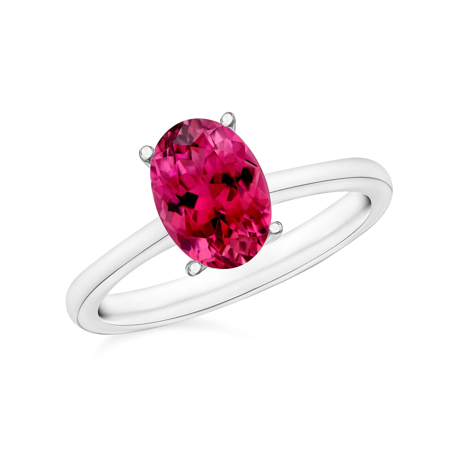 Luxoro Premium Ouro Fino Rubellite 1.30 ctw Solitaire Ring in 14K White Gold 4 Grams (Del. in 10-12 Days)