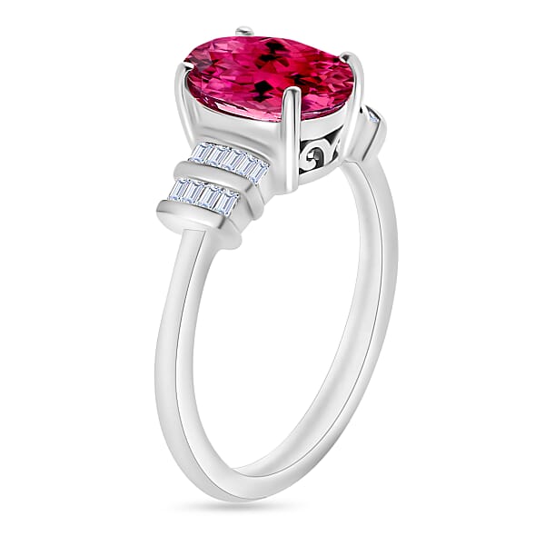 Luxoro Premium Ouro Fino Rubellite And G-H I1 Diamond 2.50 Ctw Ring In 14K White Gold (Del. In 10-12 Days)