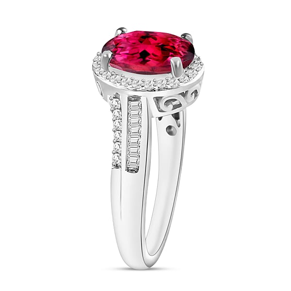 Luxoro Premium Ouro Fino Rubellite And G-H I1 Diamond 2.68 Ctw Ring In 14K White Gold (Del. In 10-12 Days)
