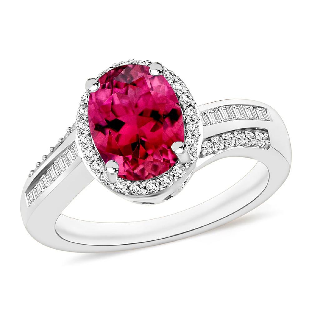 Luxoro Premium Ouro Fino Rubellite and G-H I1 Diamond 2.68 ctw Ring in 14K White Gold (Del. in 10-12 Days)