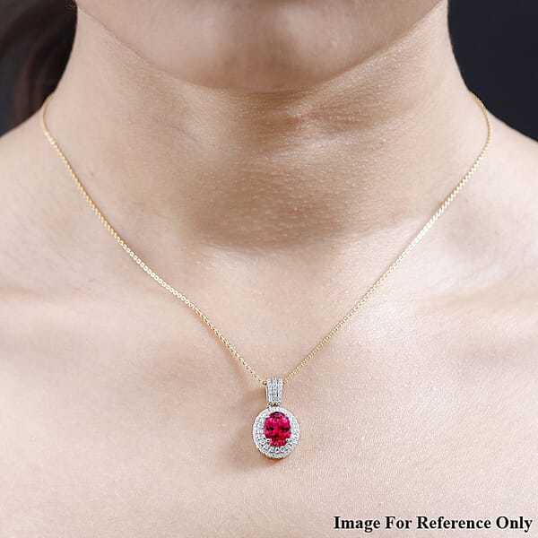 Luxoro Premium Ouro Fino Rubellite And G-H I1 Diamond 2.42 Ctw Pendant Without Chain In 14K Yellow Gold