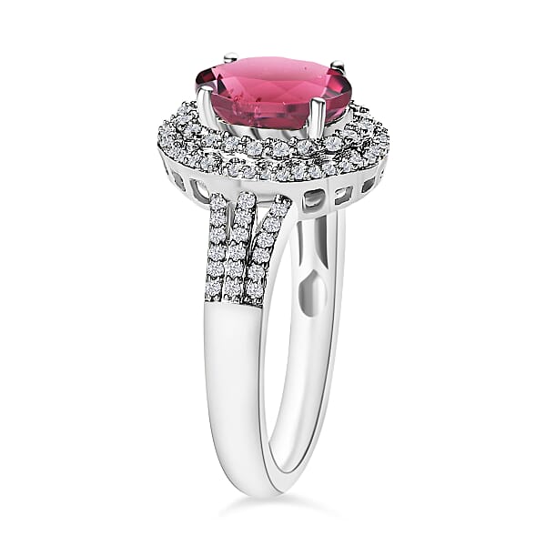 Luxoro Premium Ouro Fino Rubellite And G-H I1 Diamond 3.00 Ctw Ring In 14K White Gold (Del. In 10-12 Days)