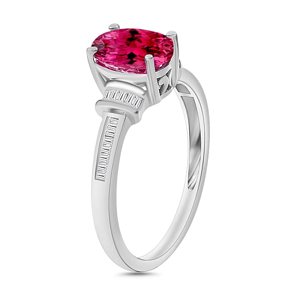 Luxoro Premium Ouro Fino Rubellite And G-H I1 Diamond 1.50 Ctw Ring In 14K White Gold (Del. In 10-12 Days)