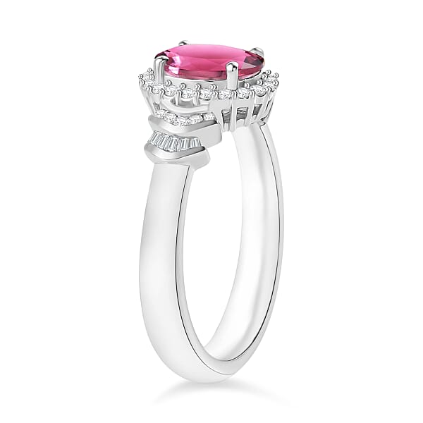 Luxoro Premium Ouro Fino Rubellite And G-H I1 Diamond 1.60 Ctw Ring In 14K White Gold 1 (Del. In 10-12 Days)