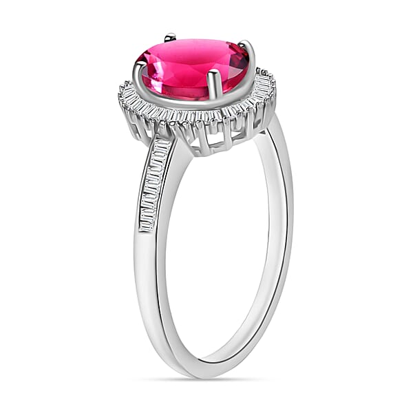 Luxoro Premium Ouro Fino Rubellite And G-H I2 Diamond 1.50 Ctw Ring In 14K White Gold (Del. In 10-12 Days)