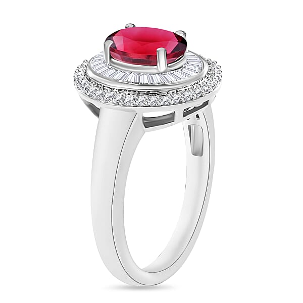 Luxoro Premium Ouro Fino Rubellite And G-H I2 Diamond 1.67 Ctw Ring In 10K White Gold 1 (Del. In 10-12 Days)