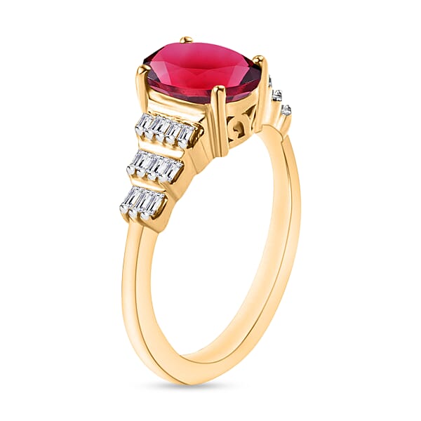 Luxoro Premium Ouro Fino Rubellite And G-H SI Diamond 1.43 Ctw Ring In 14K Yellow Gold (Del. In 10-12 Days)