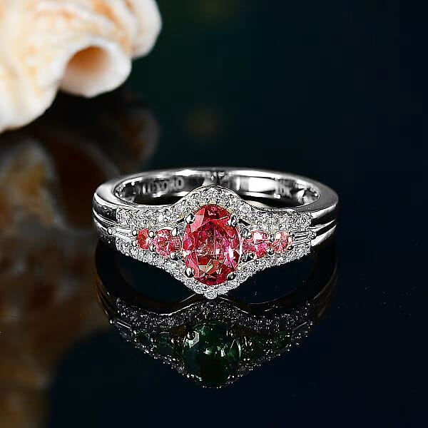 Luxoro Premium Ouro Fino Rubellite And I2 Diamond 1.27 Ctw Ring In 10K White Gold 1