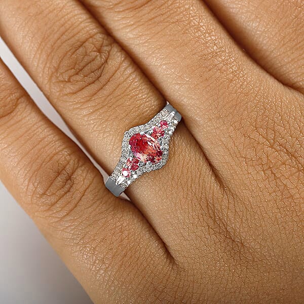 Luxoro Premium Ouro Fino Rubellite And I2 Diamond 1.27 Ctw Ring In 10K White Gold 1