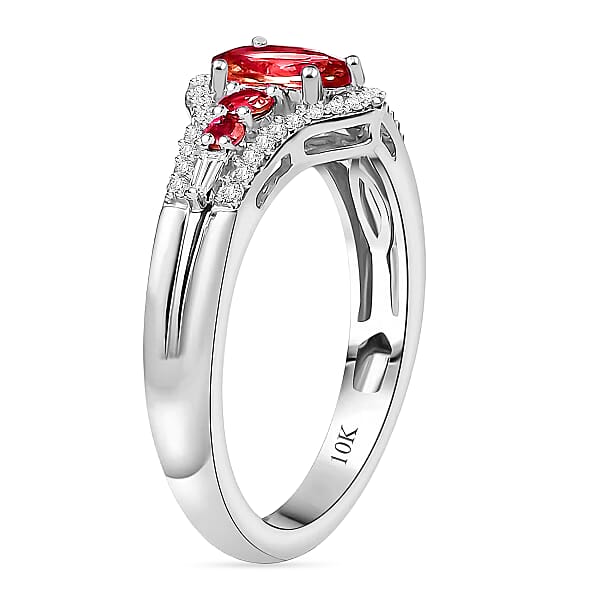 Luxoro Premium Ouro Fino Rubellite And I2 Diamond 1.27 Ctw Ring In 10K White Gold 1