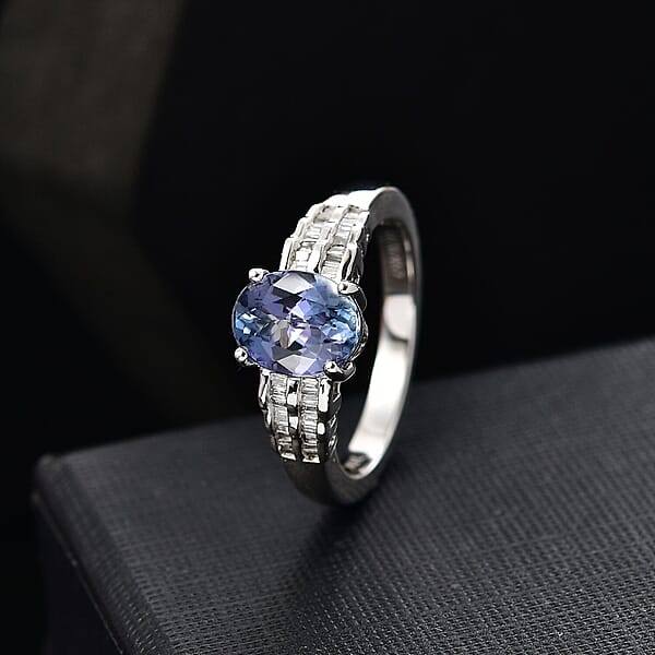 Luxoro Premium Peacock Tanzanite And White Diamond 2.00 Ctw Ring In 10K White Gold (Size 8.5)