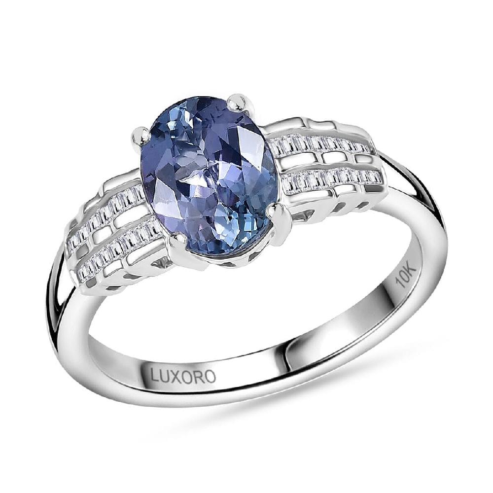 Luxoro Premium Peacock Tanzanite and White Diamond 2.00 ctw Ring in 10K White Gold (Size 11.0)