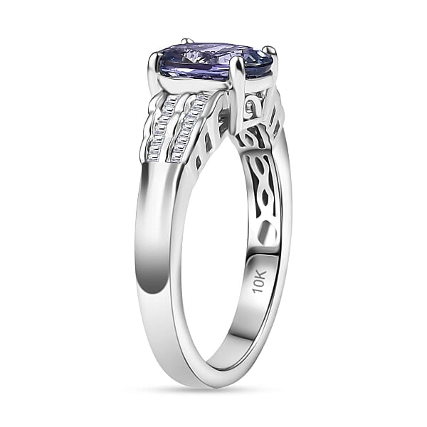 Luxoro Premium Peacock Tanzanite And White Diamond 2.00 Ctw Ring In 10K White Gold (Size 10.5)