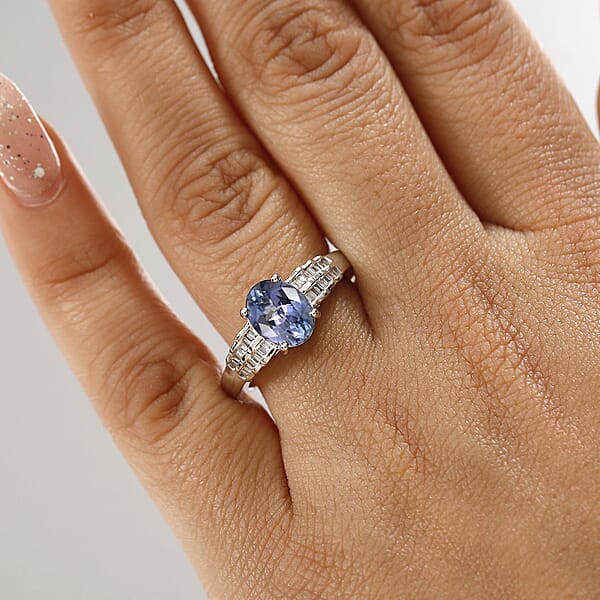 Luxoro Premium Peacock Tanzanite And White Diamond 2.00 Ctw Ring In 10K White Gold (Size 9.0)