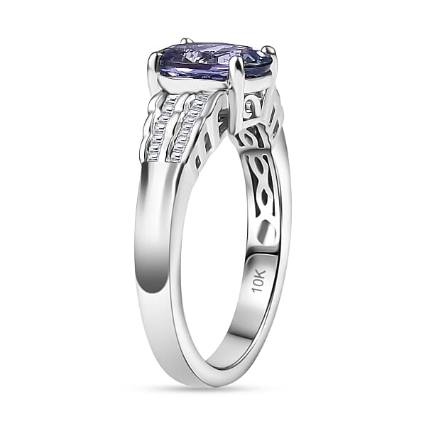 Luxoro Premium Peacock Tanzanite And White Diamond 2.00 Ctw Ring In 10K White Gold (Size 9.0)