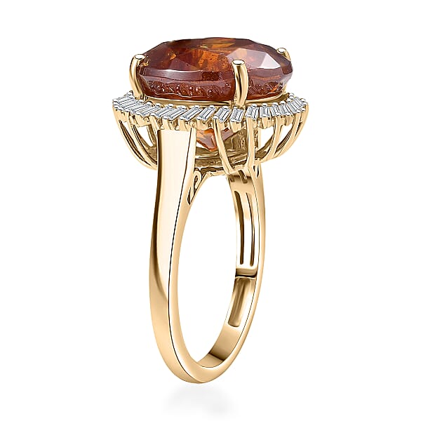 Luxoro Premium Picos Altos Sphalerite And G-H I2 Diamond 8.75 Ctw Aurora Crown Ring In 10K Yellow Gold
