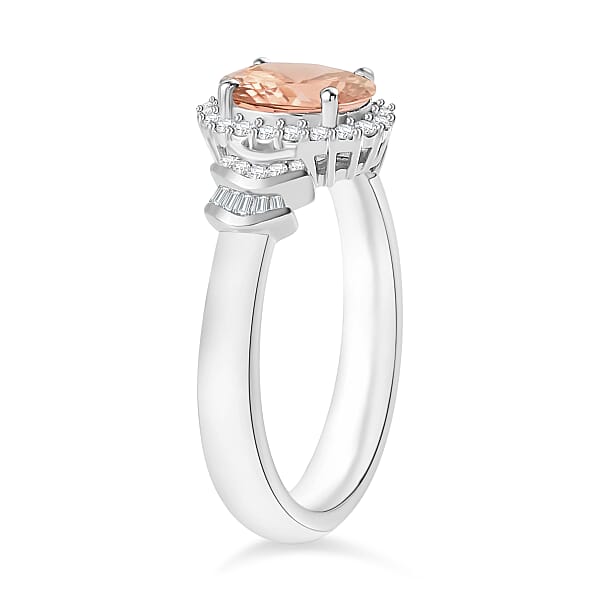 Luxoro Premium Pink Morganite And G-H I1 Diamond 1.66 Ctw Ring In 14K White Gold 1 (Del. In 10-12 Days)