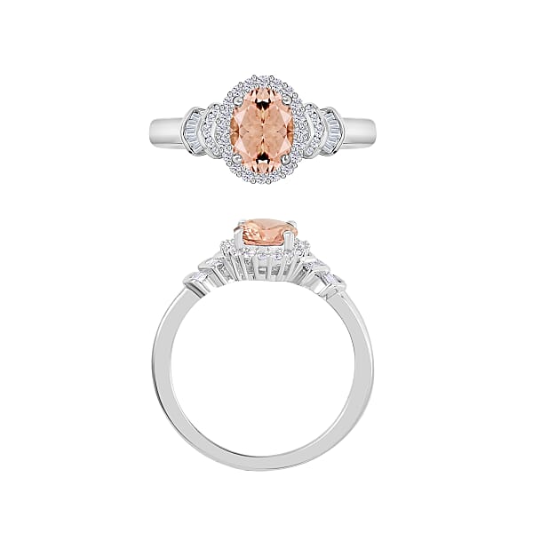 Luxoro Premium Pink Morganite And G-H I1 Diamond 1.66 Ctw Ring In 14K White Gold 1 (Del. In 10-12 Days)