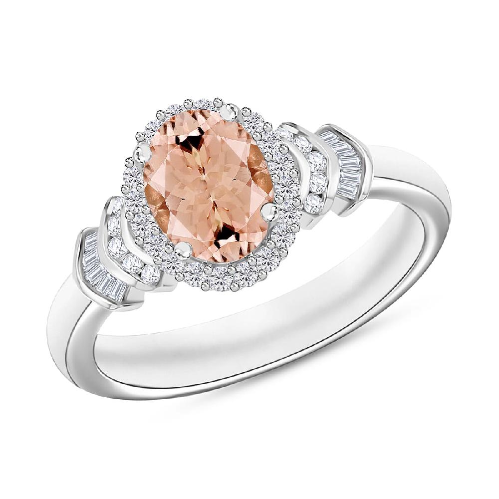 Luxoro Premium Pink Morganite and G-H I1 Diamond 1.66 ctw Ring in 14K White Gold 1 (Del. in 10-12 Days)