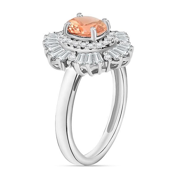 Luxoro Premium Pink Morganite And G-H I1 Diamond 1.60 Ctw Ring In 14K White Gold (Del. In 10-12 Days)