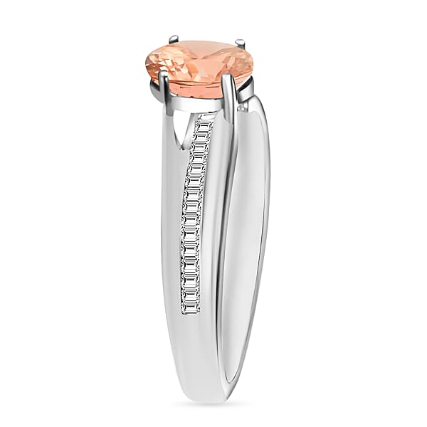 Luxoro Premium Pink Morganite And G-H I1 Diamond 1.05 Ctw Ring In 14K White Gold 1 (Del. In 10-12 Days)