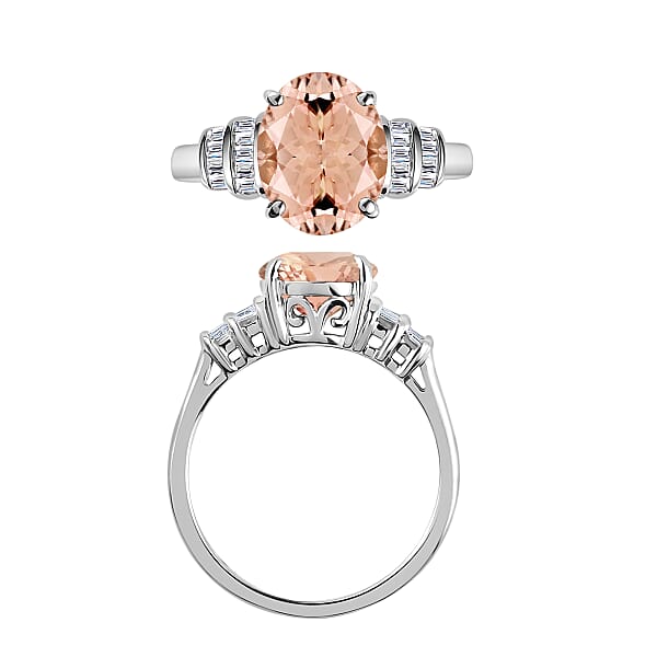 Luxoro Premium Pink Morganite And G-H I1 Diamond 2.50 Ctw Ring In 14K White Gold (Del. In 10-12 Days)