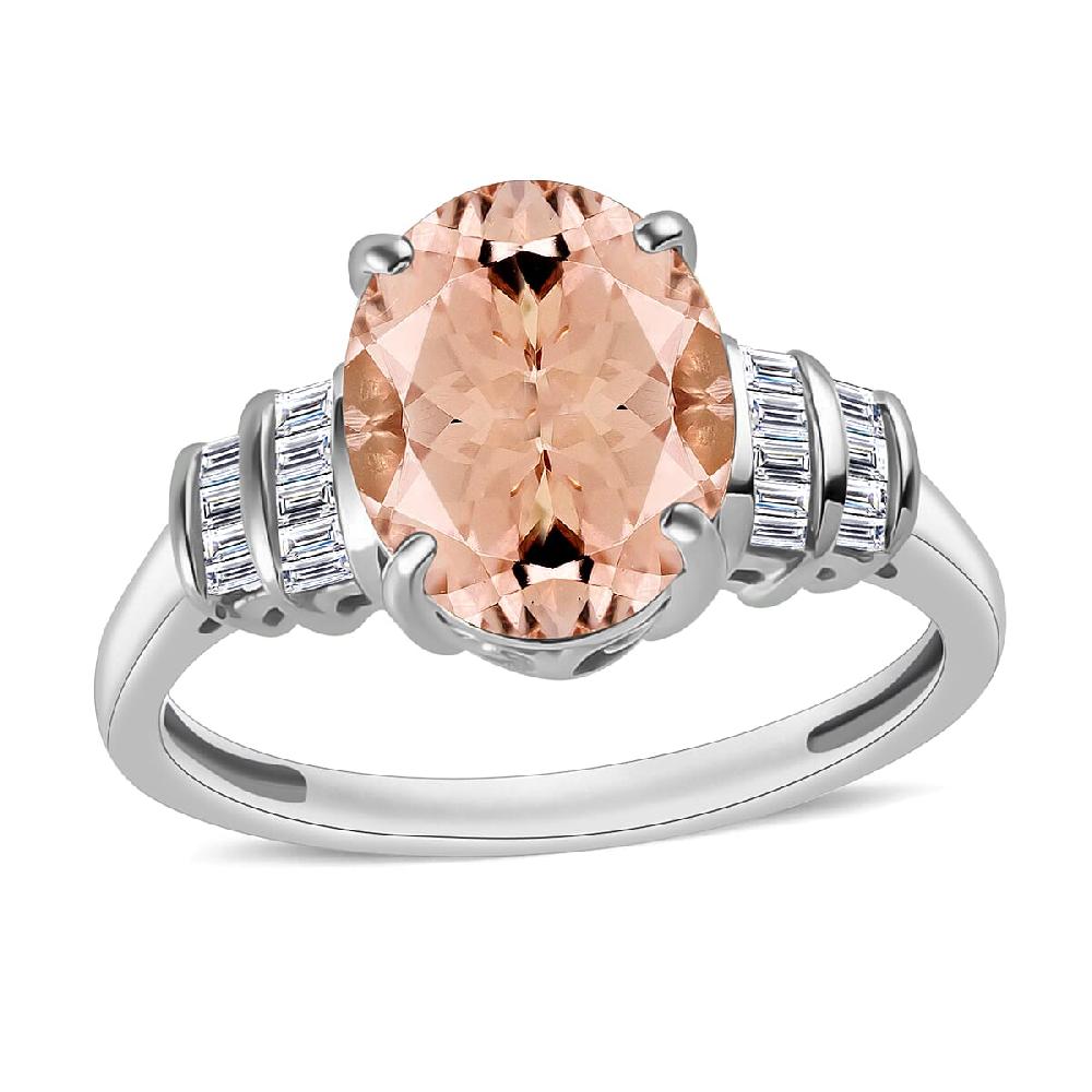 Luxoro Premium Pink Morganite and G-H I1 Diamond 2.50 ctw Ring in 14K White Gold (Del. in 10-12 Days)