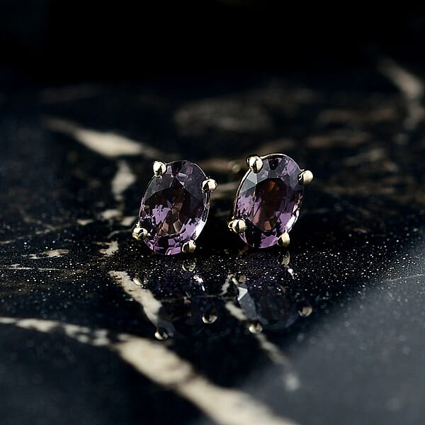 Luxoro Premium Royal Lavender Spinel 1.15 Ctw Solitaire Elegance Earrings In 10K Yellow Gold